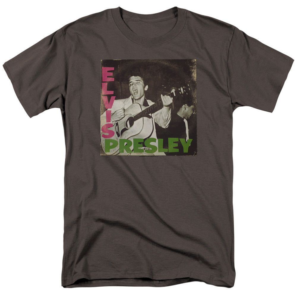 Elvis Presley First Lp Mens T Shirt Charcoal Retro Pop Classics