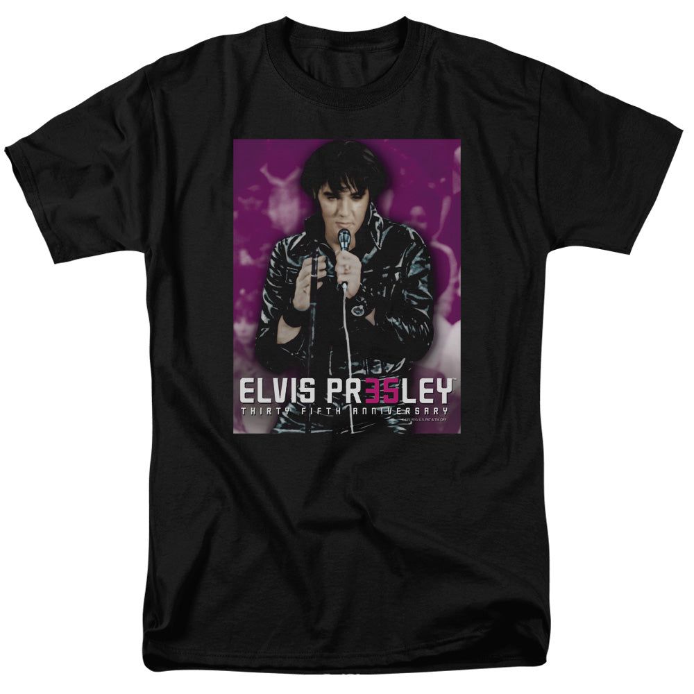 Elvis Presley 35 Leather Mens T Shirt Black Retro Pop Classics