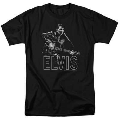 Elvis Presley Guitar In Hand Mens T Shirt Black Retro Pop Classics