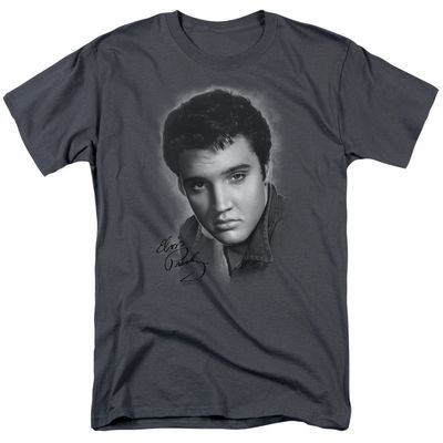 Elvis Presley Grey Portrait Mens T Shirt Charcoal Retro Pop Classics