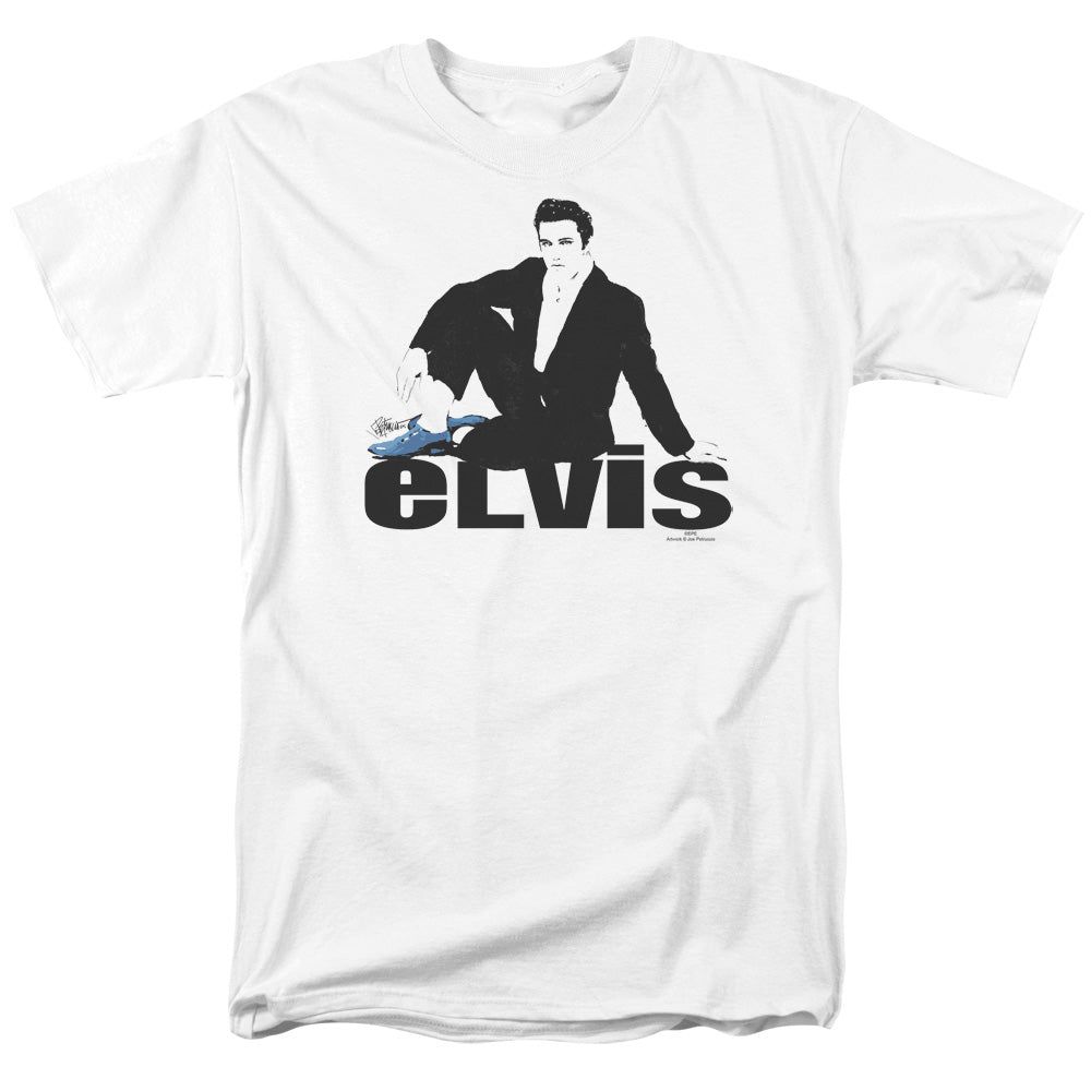 Elvis Presley Blue Suede Mens T Shirt White Retro Pop Classics