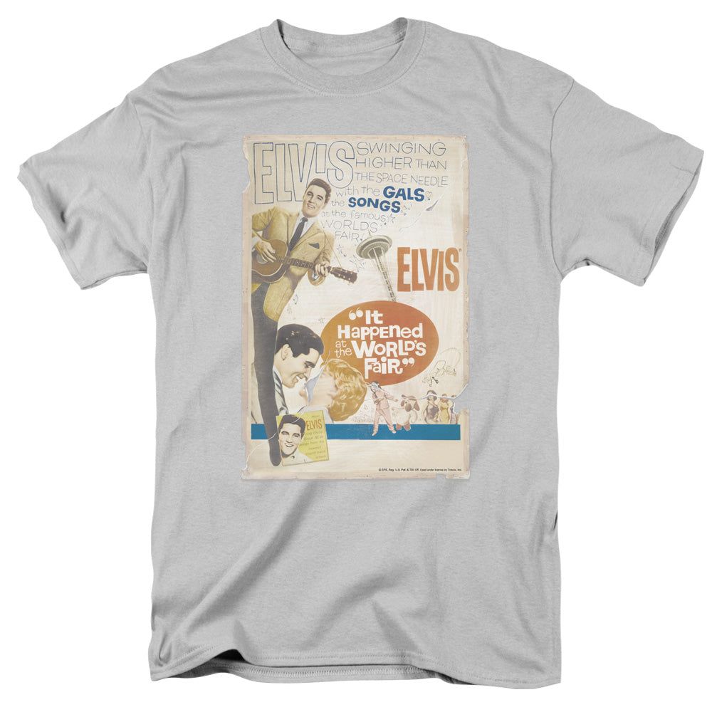 Elvis Presley World Fair Poster Mens T Shirt Silver Retro Pop Classics
