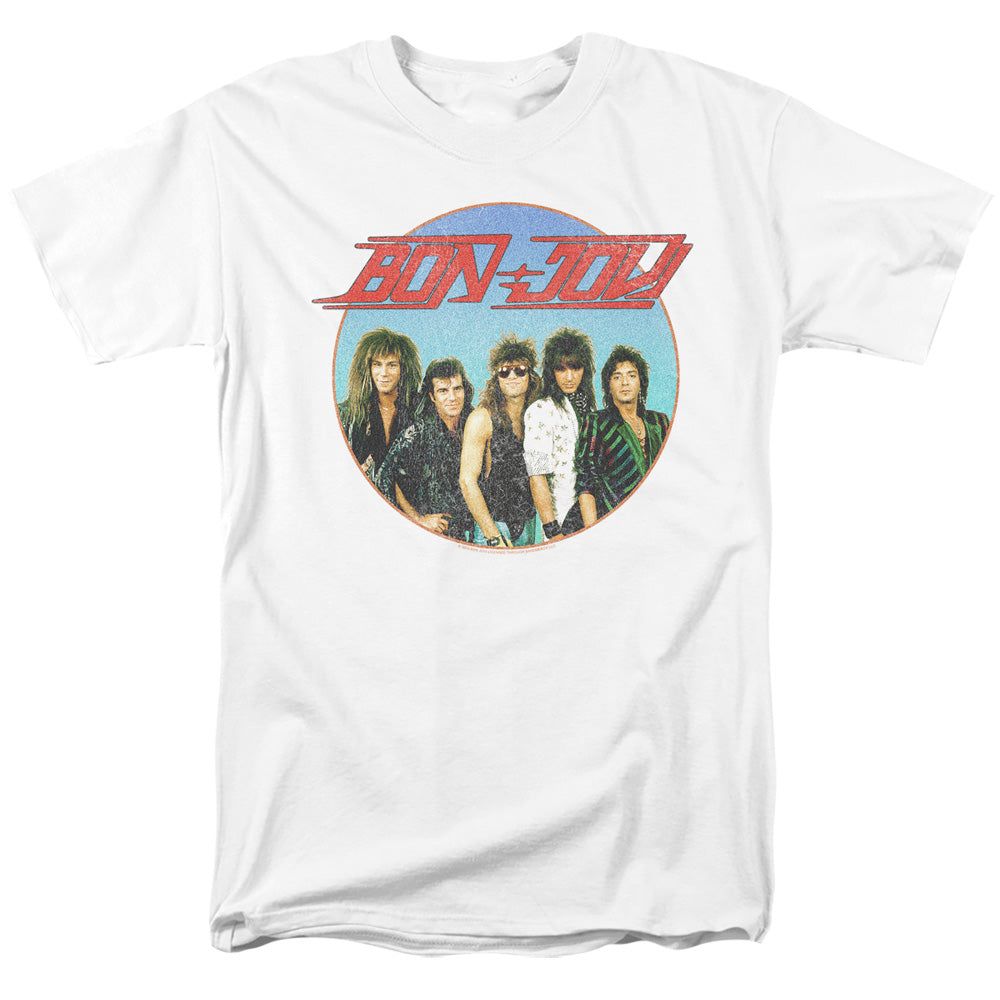 Bon Jovi Bon Sphere Mens T Shirt White Retro Pop Classics