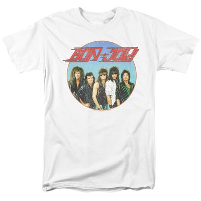 Bon Jovi Bon Sphere Mens T Shirt White Retro Pop Classics