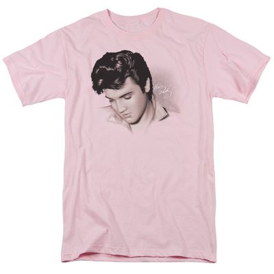 Elvis Presley Looking Down Mens T Shirt Pink Retro Pop Classics