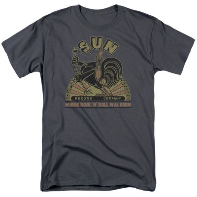 Sun Records Sun Rooster Mens T Shirt Charcoal Retro Pop Classics