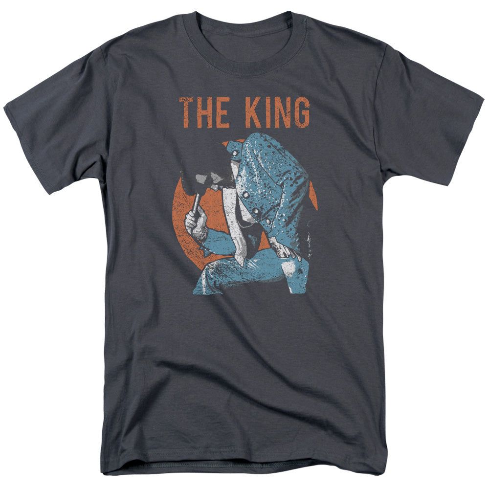 Elvis Presley Mic In Hand Mens T Shirt Charcoal Retro Pop Classics