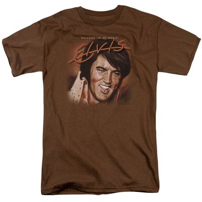 Elvis Presley Welcome To My World Mens T Shirt Coffee Retro Pop Classics