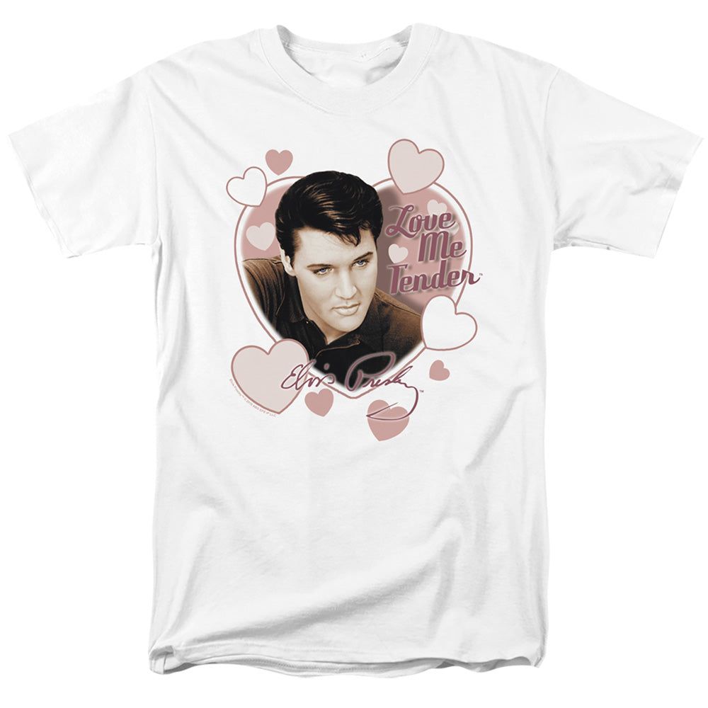 Elvis Presley Love Me Tender Mens T Shirt White Retro Pop Classics