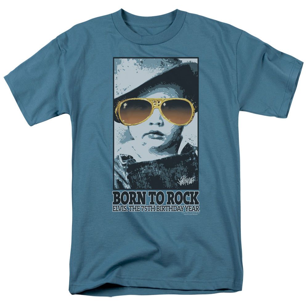 Elvis Presley Born To Rock Mens T Shirt Slate Retro Pop Classics