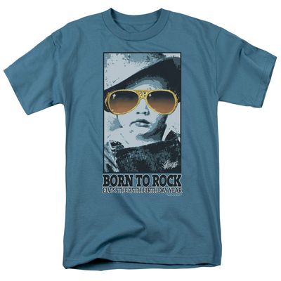 Elvis Presley Born To Rock Mens T Shirt Slate Retro Pop Classics