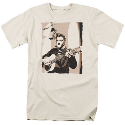 Elvis Presley Sepia Studio Mens T Shirt Cream Retro Pop Classics