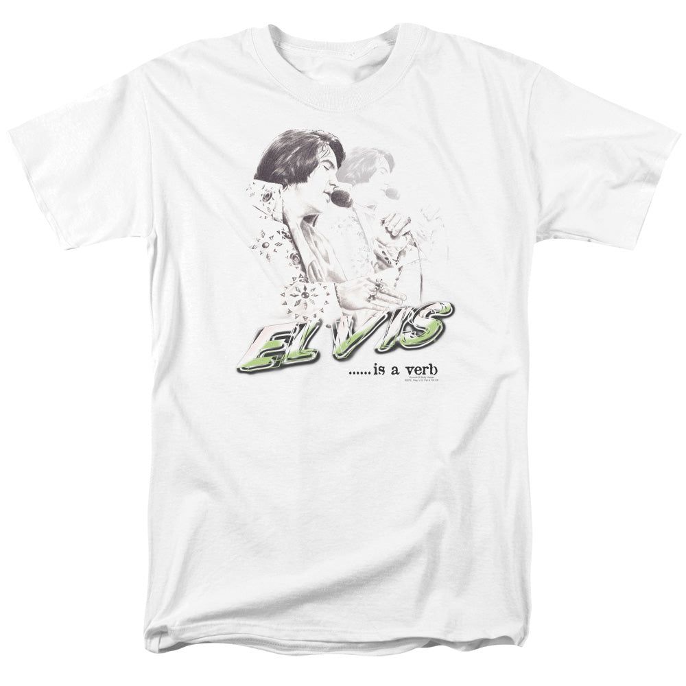 Elvis Presley Elvis Is A Verb Mens T Shirt White Retro Pop Classics