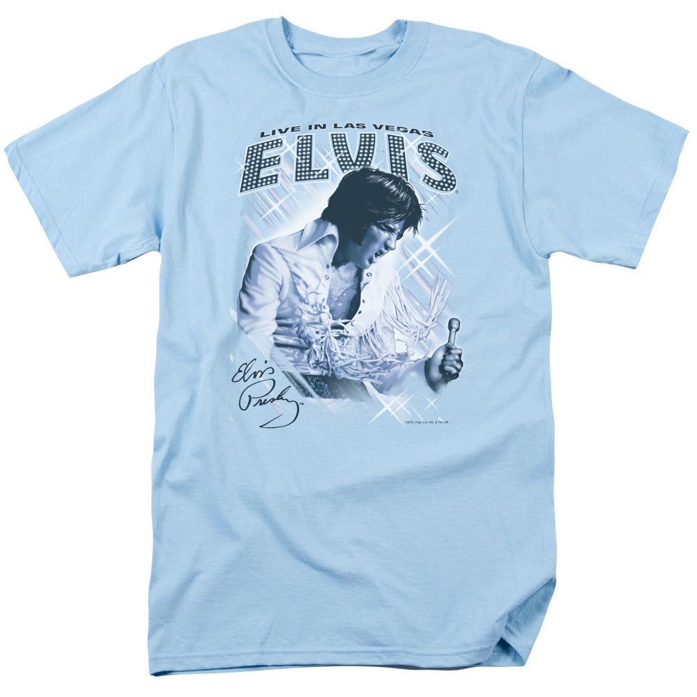 Elvis Presley Blue Vegas Mens T Shirt Carolina Blue Retro Pop Classics