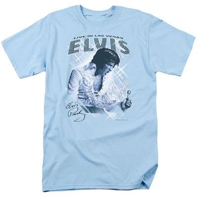 Elvis Presley Blue Vegas Mens T Shirt Carolina Blue Retro Pop Classics