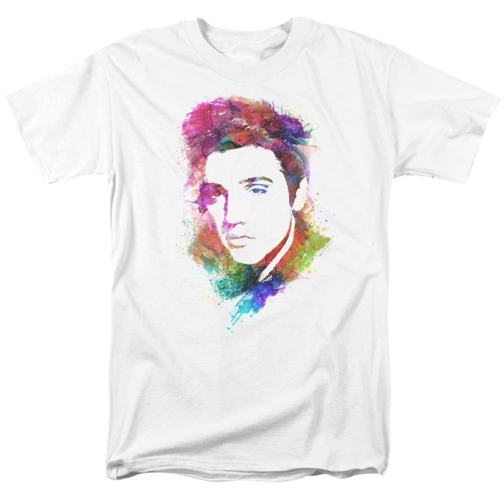 Elvis Presley Watercolor King Mens T Shirt White Retro Pop Classics