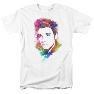 Elvis Presley Watercolor King Mens T Shirt White Retro Pop Classics