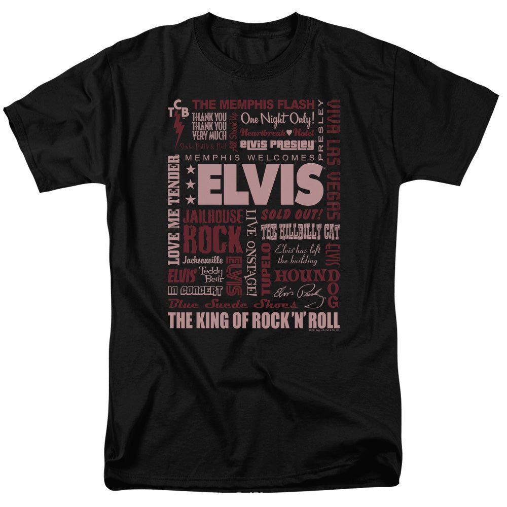 Elvis Presley Whole Lotta Type Mens T Shirt Black Retro Pop Classics