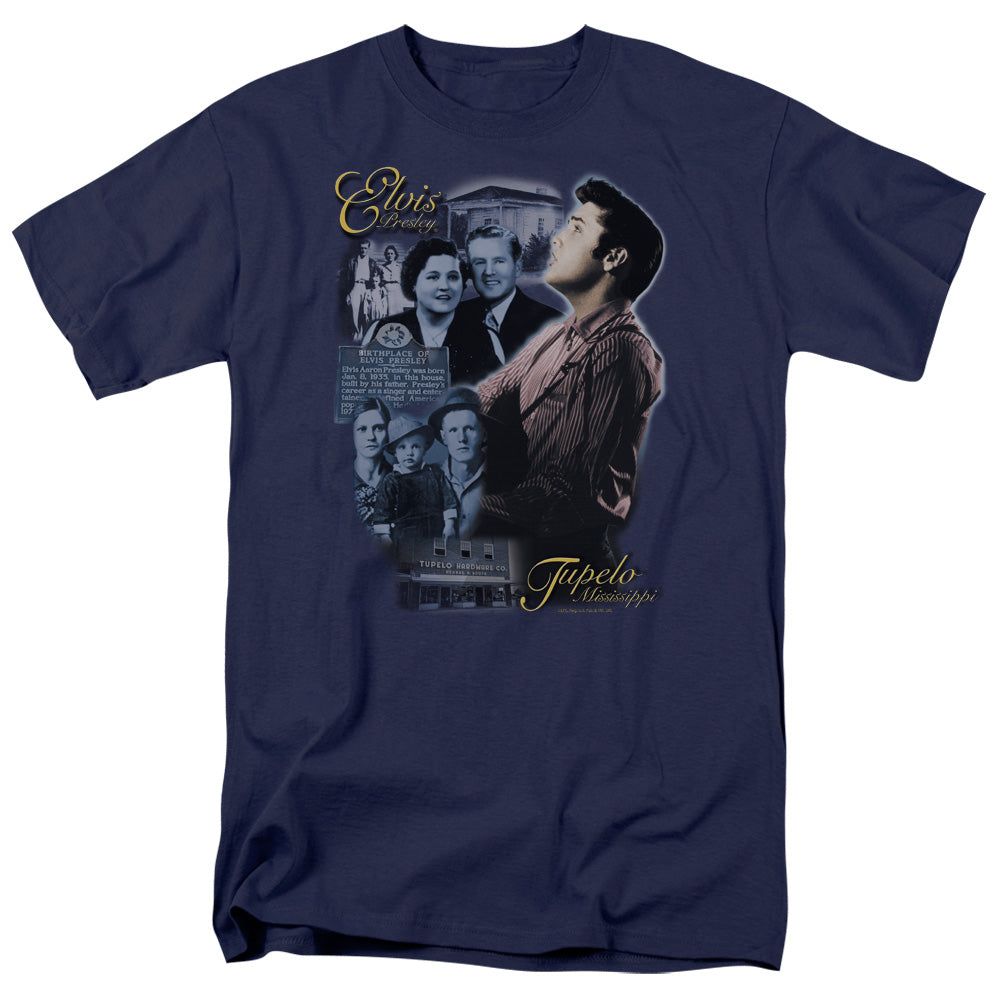 Elvis Presley Tupelo Mens T Shirt Navy Retro Pop Classics