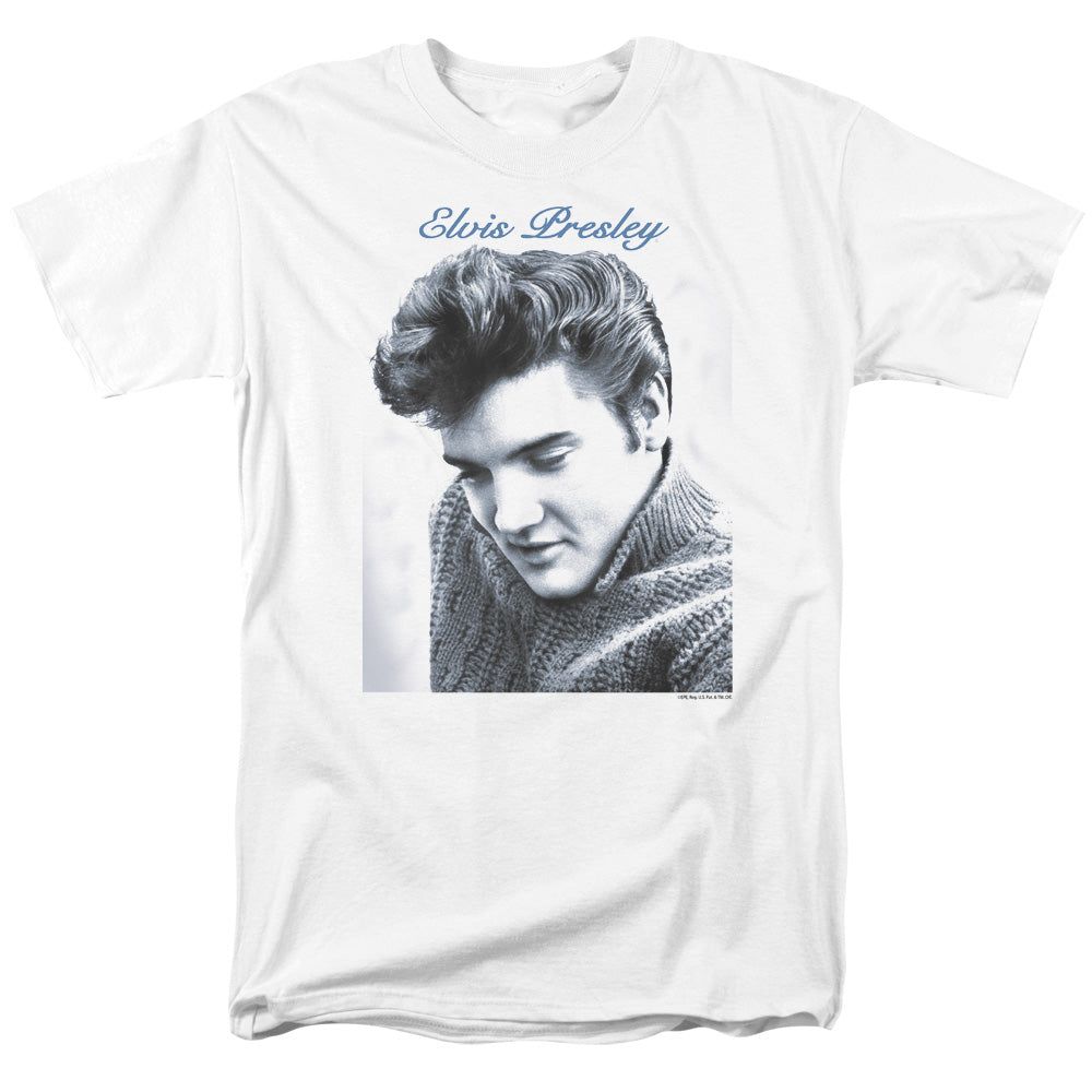 Elvis Presley Script Sweater Mens T Shirt White Retro Pop Classics