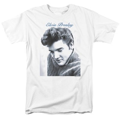 Elvis Presley Script Sweater Mens T Shirt White Retro Pop Classics