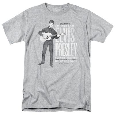 Elvis Presley In Person Mens T Shirt Athletic Heather Retro Pop Classics