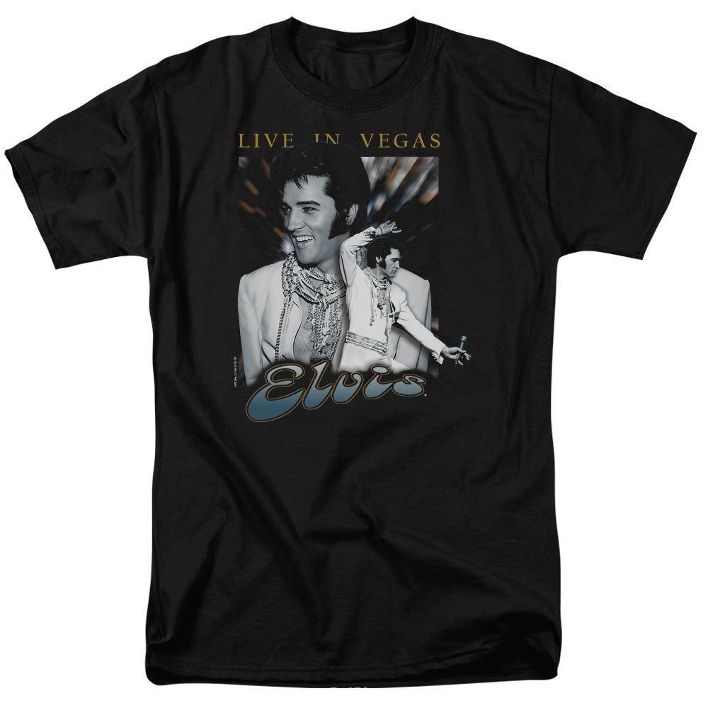 Elvis Presley Live In Vegas Mens T Shirt Black Retro Pop Classics