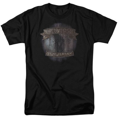 Bon Jovi New Jersey Mens T Shirt Black Retro Pop Classics