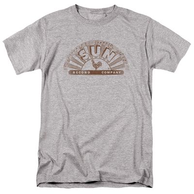 Sun Records Sun Records Half Logo Distressed Mens T Shirt Athletic Heather Retro Pop Classics