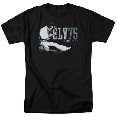 Elvis Presley Elv 75 Logo Mens T Shirt Black Retro Pop Classics