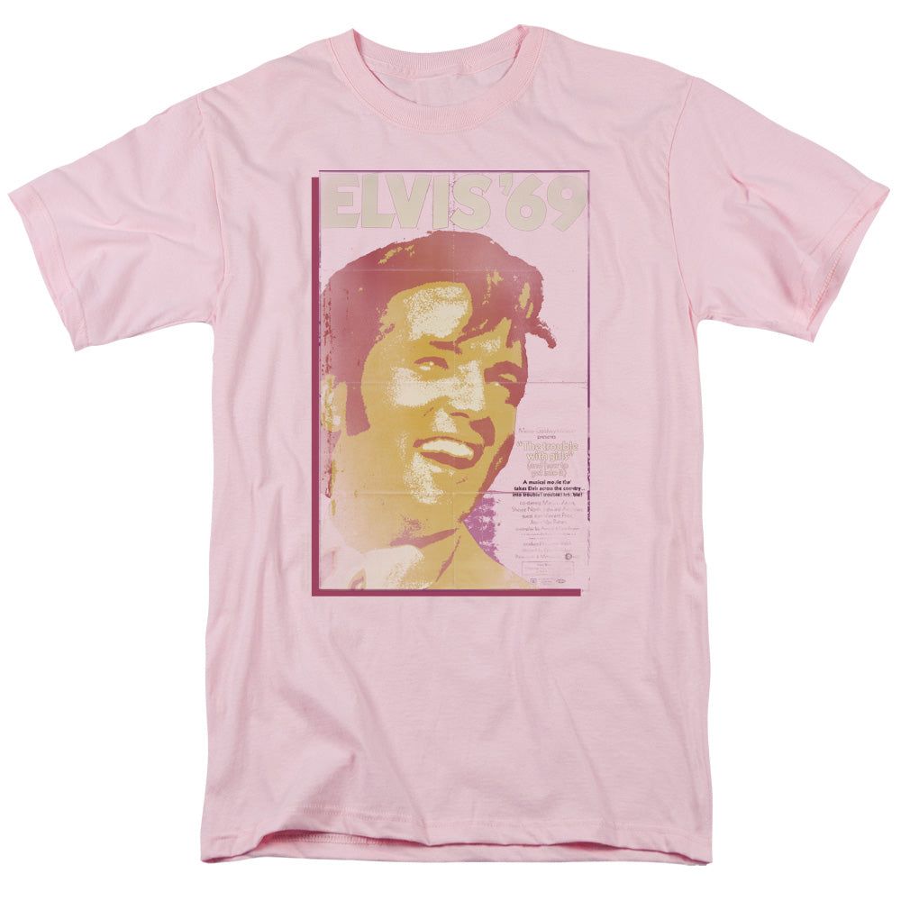 Elvis Presley Trouble With Girls Mens T Shirt Pink Retro Pop Classics