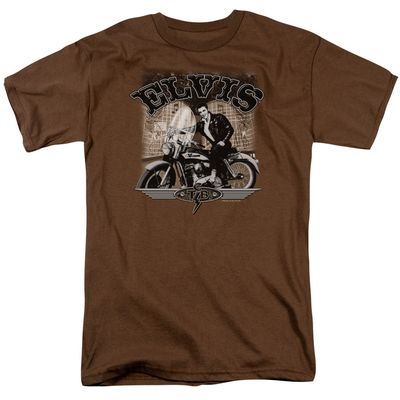 Elvis Presley Tcb Cycle Mens T Shirt Coffee Retro Pop Classics