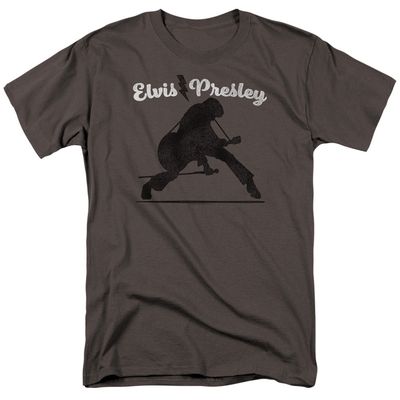 Elvis Presley Overprint Mens T Shirt Charcoal Retro Pop Classics