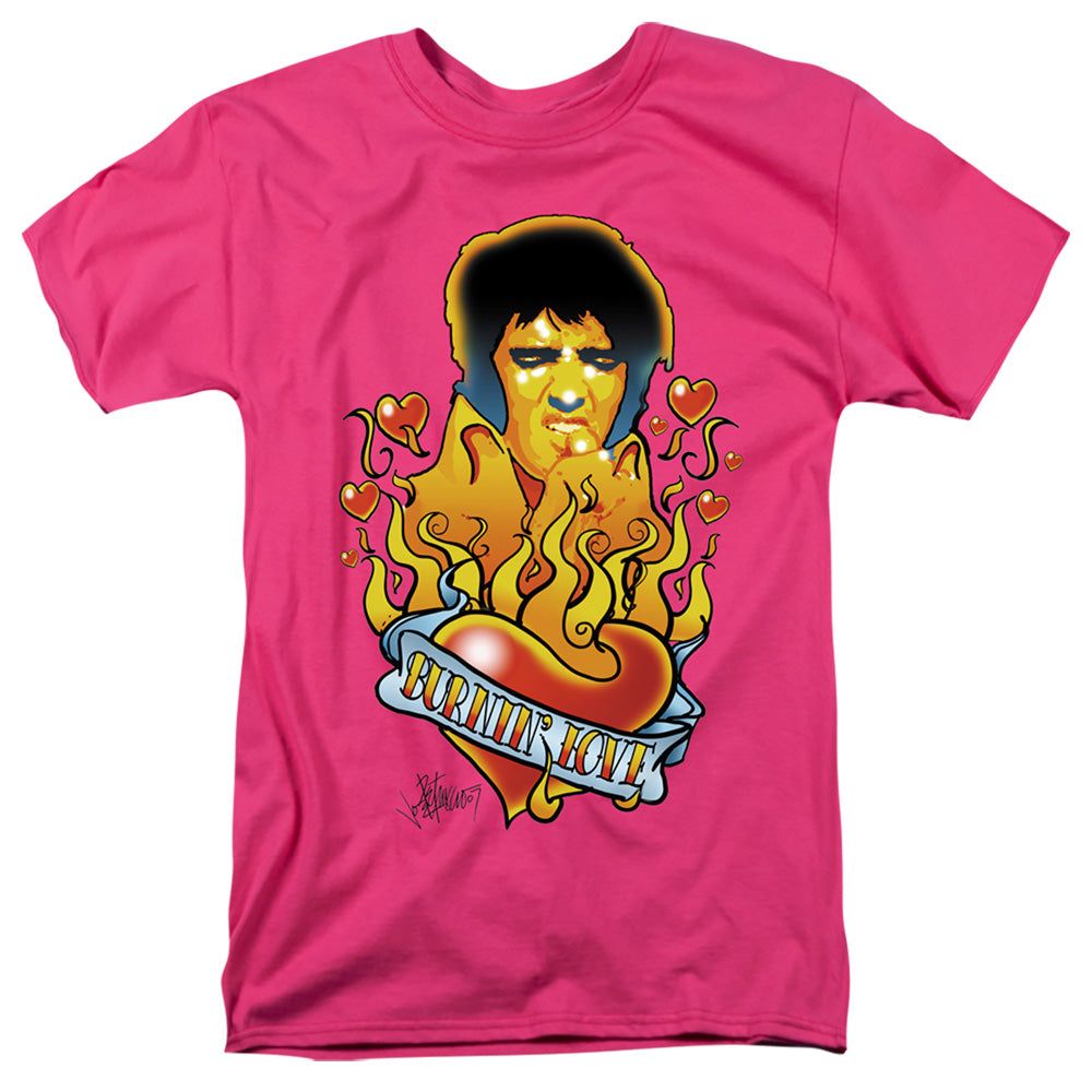 Elvis Presley Burning Love Mens T Shirt Hot Pink Retro Pop Classics
