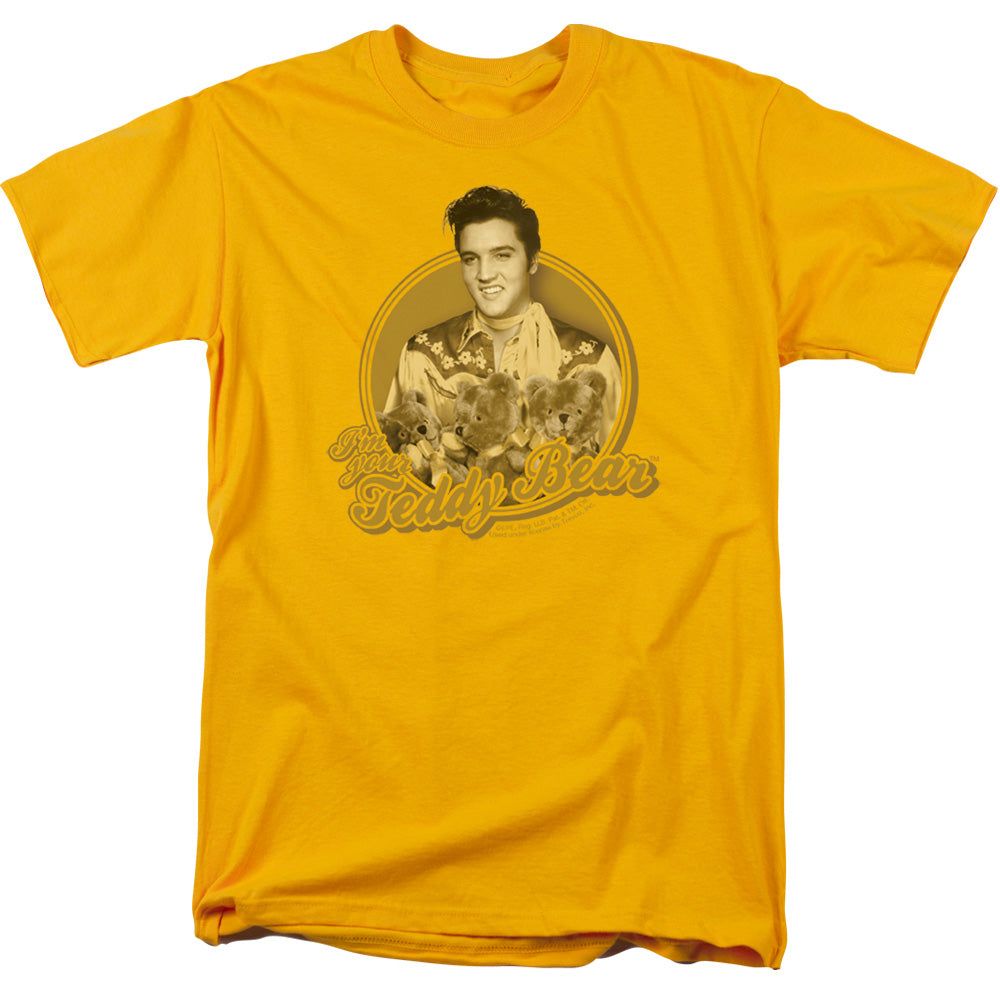 Elvis Presley Teddy Bear Mens T Shirt Gold Retro Pop Classics