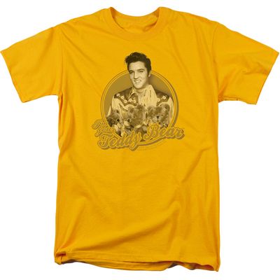 Elvis Presley Teddy Bear Mens T Shirt Gold Retro Pop Classics
