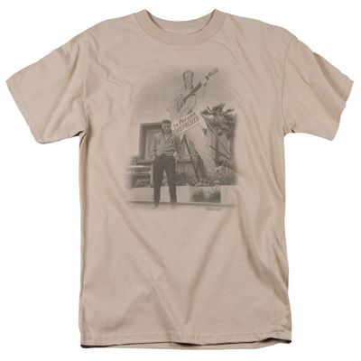 Elvis Presley Larger Than Life Mens T Shirt Sand Retro Pop Classics