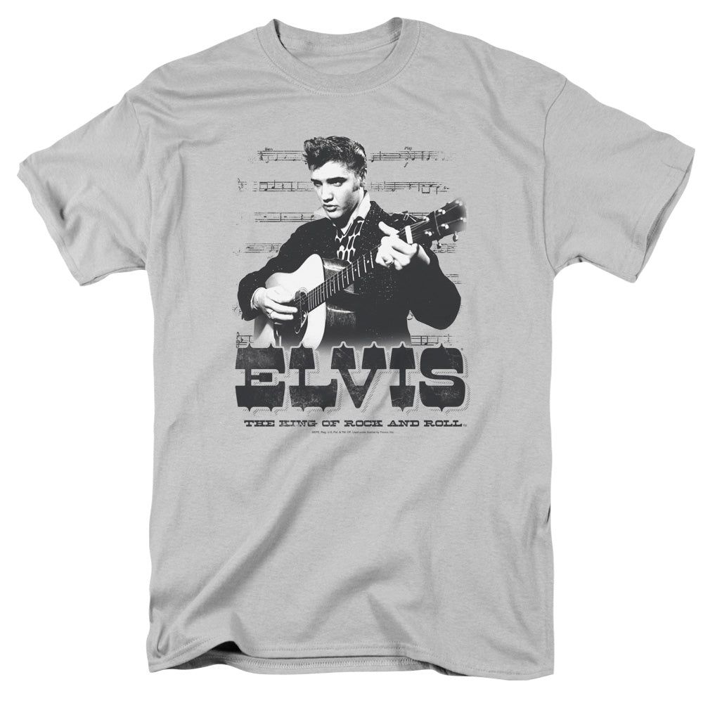 Elvis Presley The King Of Mens T Shirt Silver Retro Pop Classics