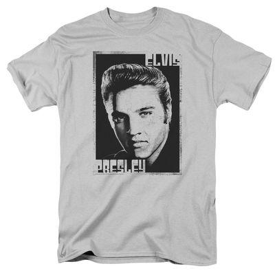 Elvis Presley Graphic Portrait Mens T Shirt Silver Retro Pop Classics