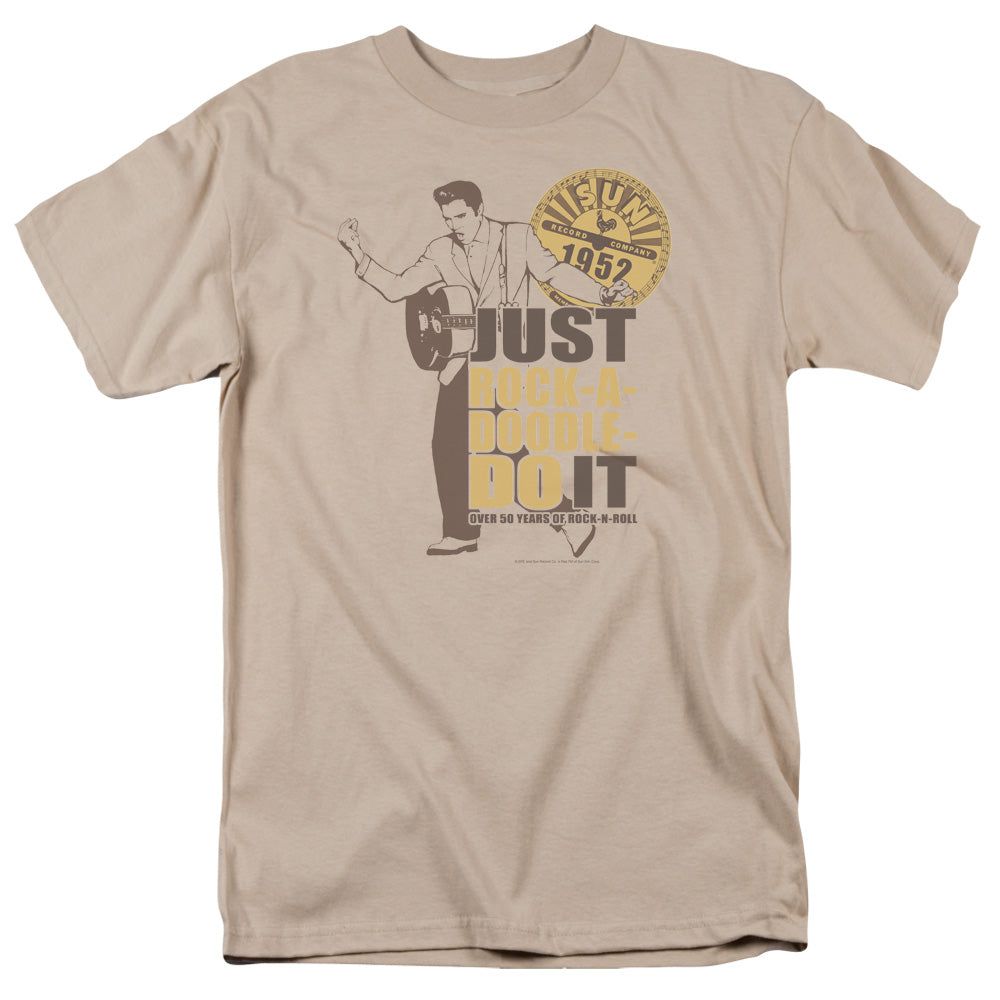 Sun Records Rock A Doodle Elvis Mens T Shirt Sand Retro Pop Classics