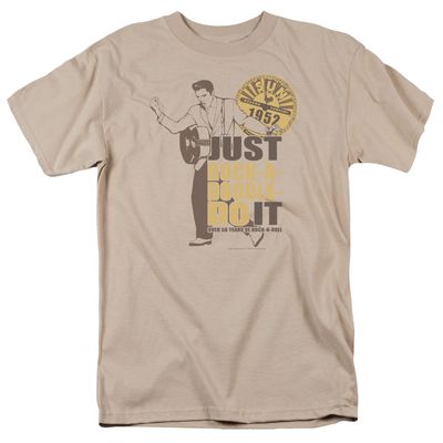 Sun Records Rock A Doodle Elvis Mens T Shirt Sand Retro Pop Classics