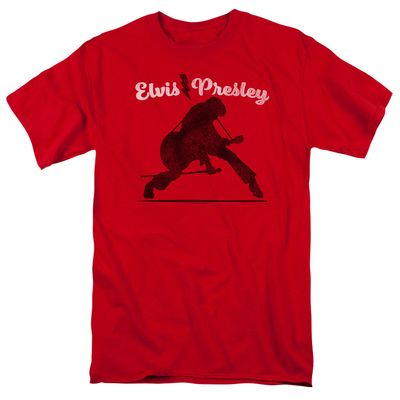 Elvis Presley Overprint Mens T Shirt Red Retro Pop Classics
