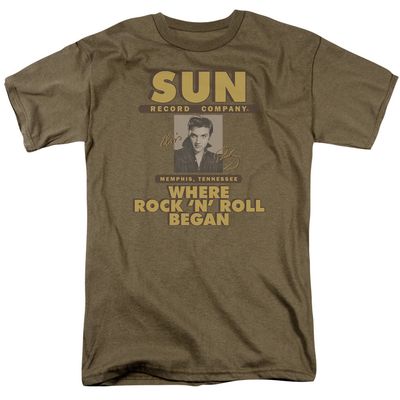 Sun Records Sun AD Mens T Shirt Safari Green Retro Pop Classics