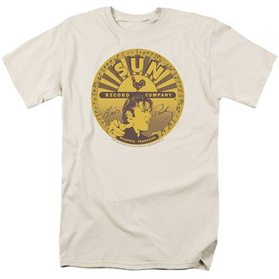 Sun Records Elvis Full Sun Label Mens T Shirt Cream Retro Pop Classics