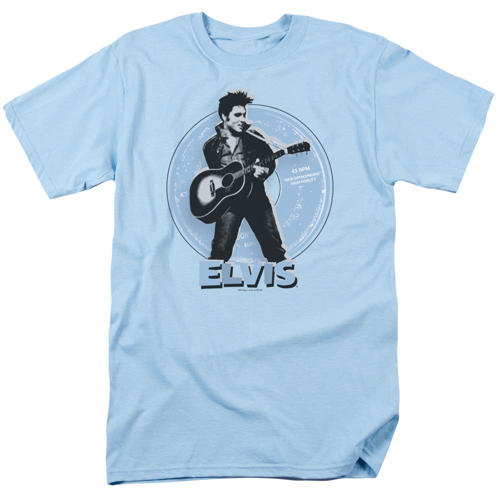 Elvis Presley 45 Rpm Mens T Shirt Light Blue Retro Pop Classics