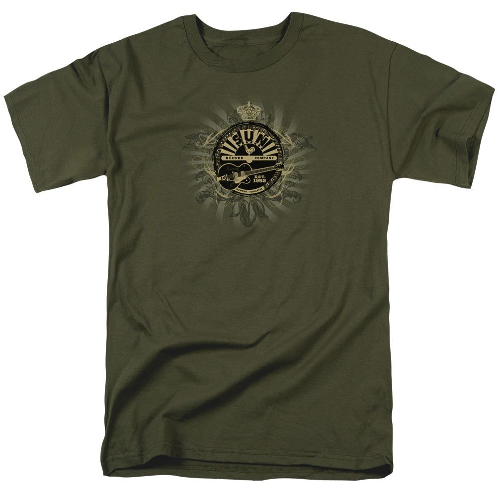 Sun Records Rock Heraldry Mens T Shirt Military Green Retro Pop Classics