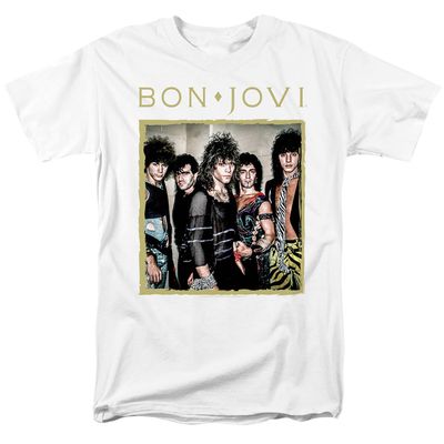 Bon Jovi Framed Mens T Shirt White Retro Pop Classics