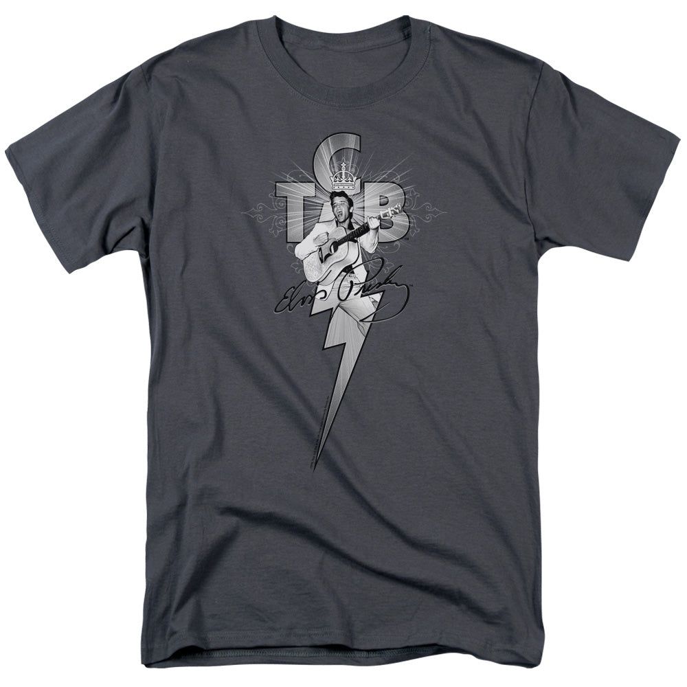 Elvis Presley Tcb Ornate Mens T Shirt Charcoal Retro Pop Classics