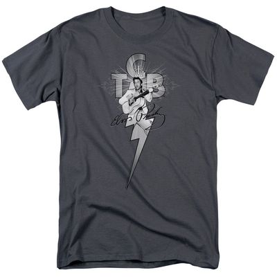 Elvis Presley Tcb Ornate Mens T Shirt Charcoal Retro Pop Classics