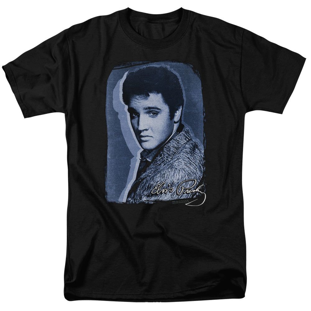Elvis Presley Overlay Mens T Shirt Black Retro Pop Classics